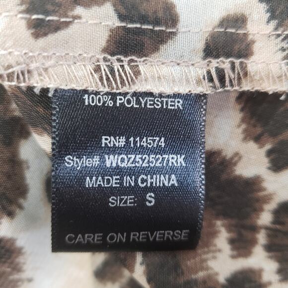 Pleione Sheer Leopard Print Popover Blouse Size S Small - Picture 5 of 6